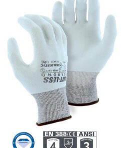 Majestic 37-3435 Dyneema Cut-Less Diamond Cut Resistant Gloves, 13 Gauge Seamless Knit, Polyurethane Coated Palm, ANSI Cut Level 3- Box/12 Pairs