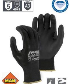 Majestic 37-3565 Dyneema Cut-Less Diamond Cut Resistant Gloves, 15 Gauge Seamless Knit, Foam Nitrile Coated Palm, ANSI Cut Level A3, Black, Box/12 Pairs