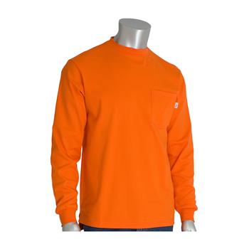 PIP 385-FRLS Fire Resistant Long Sleeve Crew FR / AR Shirt, 6.5 oz 100% Cotton Interlock Knit, 11.8 Cal, 70E, HRC2, 2112, 1 Chest Pocket