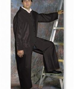 West Chester 4160BFR 35mm PVC Polyester 60" Black Rider Coat - Fire Retardant - 1 Suit