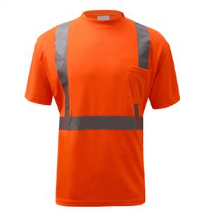 GSS Safety 5002 Standard Class 2 Moisture Wicking Short Sleeve Safety T-Shirt with Chest Pocket - Orange