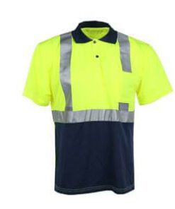 GSS Safety 5003 Class 2 Moisture Wicking Polo Shirt - Black Bottom-Lime