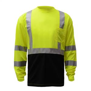 GSS Safety 5113 Class 3 Long Sleeve T-Shirt with Black Bottom - Lime