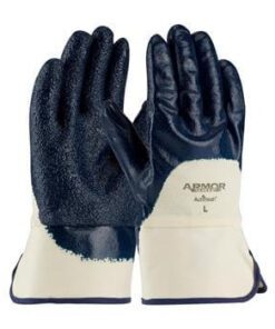PIP 56-3145 ArmorGrip Nitrile Dipped Glove with Terry Cloth Liner and Heavy Weight Rough Grip on Palm, Fingers & Knuckles -  Plasticized Safety Cuff - Box/12 Pairs