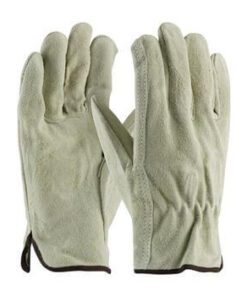 PIP 69-134 Regular Grade Split Cowhide Leather Driver's Glove - Straight Thumb -  Box/12 Pairs