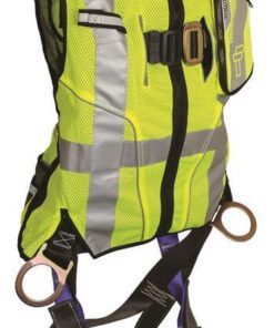 FallTech: 7018 Vest Harness Hi Vis Lime Class 2 with Side-D Rings and Leg Grommets