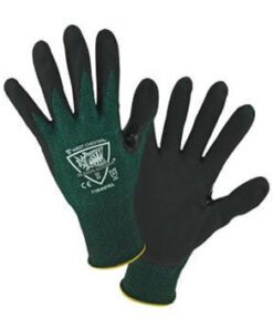 West Chester 718HNFR Barracuda Cut Resistant Gloves, Green 18 Gauge HPPE, Black Foam Nitrile Coated, Reinforced Thumb, Cut Level A2, Box/ 12 Pairs
