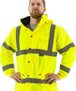Majestic 75-1303 Class 3 High Visibility Parka, Quilted Polar Lining, Waterproof, Hi Vis Yellow