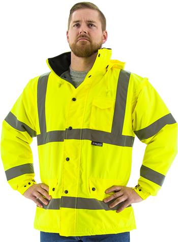 Majestic 75-1303 Class 3 High Visibility Parka, Quilted Polar Lining, Waterproof, Hi Vis Yellow