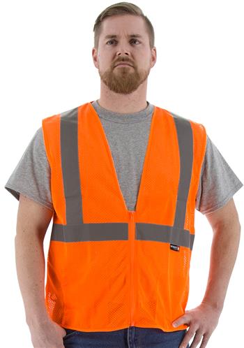 Majestic 75-3202 Hi Vis Orange Class 2 Mesh Zipper Safety Vest