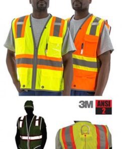 Majestic 75-3225 Hi Vis Yellow Class 2 Premium Surveyor Safety Vest, DOT Striping, D-Ring Pass Thru