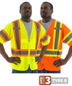 Majestic Hi Vis Class 3 Type R DOT Safety Vest with Side Zippers, 75-3301 Yellow or 75-3302 Orange