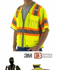 Majestic 75-3325 Hi Vis Class 3 Type R DOT Safety Vest, D-Ring Pass Thru, Hi Vis Yellow