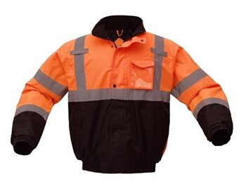 GSS Safety 8002 Class 3 Quilt-Lined Bomber Jacket - Orange with Black Bottom