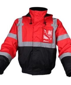 GSS Safety 8014 Enhanced Visibility Quilt-Lined Bomber Jacket - Red with Black Bottom