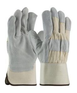 PIP 82-7583 "A/B" Grade Shoulder Split Cowhide Leather Palm Glove with Fabric Back - Rubberized Safety Cuff - Box/12 Pairs