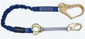 FallTech 824032D   4 1/2' - 6'  ElasTech Energy Absorbing Stretch Lanyard with Steel Rebar Hook & SRL D-Ring