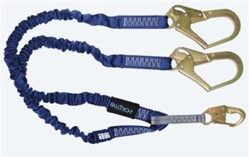FallTech 8240Y3 4 1/2' - 6' ElasTech Energy Absorbing Stretch Y Lanyard, Dual leg with Steel Rebar Hooks