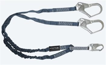 FallTech 8259Y3 6' Internal / Low Profile Y Shock Absorber Lanyard, Dual Leg with Steel Rebar Hooks