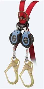 FallTech 82706TB3F 6' DuraTech Mini SRL Dual Leg Web Retractable with Narrow Nose Steel Rebar Hooks