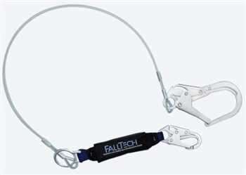 FallTech: 83573 6' ViewPack? Energy Absorbing Cable Lanyard, Single leg with Steel Rebar Hook
