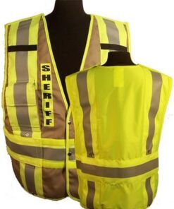 Vinatronics ANSI 207 Class 2 Pro's Choice Multi-Color, 5-pt Break-Away Public Safety Vest w/ Snap Up Adjustable Length, Tan