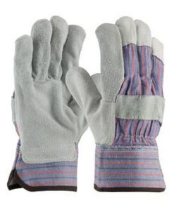 PIP 84-7532 "B/C" Grade Shoulder Split Cowhide Leather Palm Glove with Fabric Back - Rubberized Safety Cuff - Box/12 Pairs