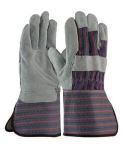 PIP 84-7632 "B/C" Grade Shoulder Split Cowhide Leather Palm Glove with Fabric Back - Rubberized Gauntlet Cuff - Box/12 Pairs