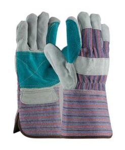 PIP 84-7633 "B/C" Grade Shoulder Split Cowhide Leather Double Palm Glove with Fabric Back - Rubberized Gauntlet Cuff - Box/12 Pairs