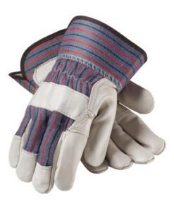 PIP 87-1563P  Economy Grade Top Grain Cowhide Leather Reinforced Palm Glove with Fabric Back - Safety Cuff - Box/12 Pairs