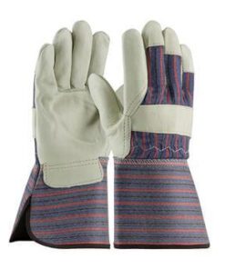 PIP 87-1663 Regular Grade Top Grain Cowhide Leather Palm Glove with Fabric Back - Gauntlet Cuff - Box/12 Pairs