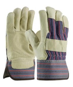 PIP 87-3501/L  Economy Grade Top Grain Pigskin Leather Palm Glove with Fabric Back - Safety Cuff - Large - Box/12 Pairs