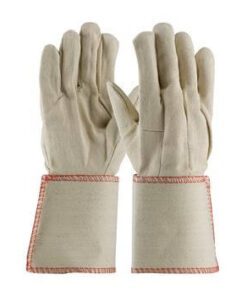 PIP 90-910GA Premium Grade Cotton Canvas Single Palm Glove - Plasticized Gauntlet Cuff - Box/12 Pairs