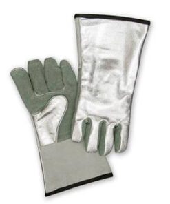 CPA Chicago Protective Apparel 901-Alum 14" Gunn Cut Glove, Aluminized 15 oz. Rayon Back and Split Leather Palm, Pair