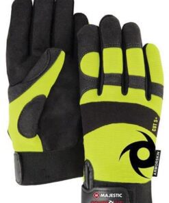 Majestic A2P37Y PowerCut Alycore Armor Skin Cut & Puncture Resistant Gloves, Hi Vis Yellow Knit Back, ANSI 5 / A9 Cut Level, 1 Pair
