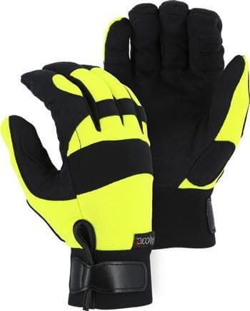 Majestic A4B37Y Power Cut with Alycore Gloves - 8 Layers on Palm - 4 Layers in Fingers - Hi Vis Yellow - 1 Pair