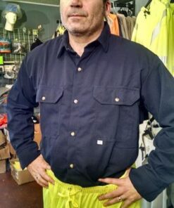 AmeriFire-AR Tecasafe Long Sleeve FR Button Shirt, NFPA 70E HRC 2 & 2112 Compliant, Inherent FR- Doesn't Wash Out! Navy, # AMFR-Button-N