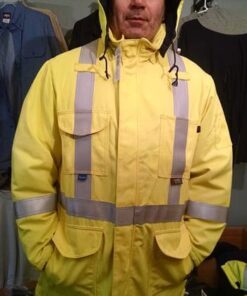 AmeriFire-AR Utility Lineman FR Arc Flash Hi Vis Class 3 Heavy Liner Winter Parka with Tecasafe Shell and Insulated Hood AMFR-HW5091