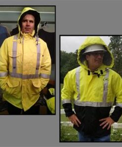 AmeriFire-AR AMFR-HWA5091 Lineman Arc Flash 4-Season Waterproof Hi Vis Class 3 FR Parka, Zip Out Heavy Winter FR Liner, Hi Vis Yellow, Made in USA