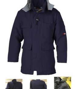 AmeriFire-AR Arctic16 Parka Indura Arc Rated FR Arctic Navy Parka With 12.5 Oz Double Faced Moda-Quilt FR Liner And Hood, 50 Cal, 2112 Compliant, Made In USA