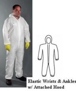 West Chester C3806 POSIWEAR M3 White Disposable  Coveralls, Elastic Wrist & Ankles w/ Attached Hood - Case/25