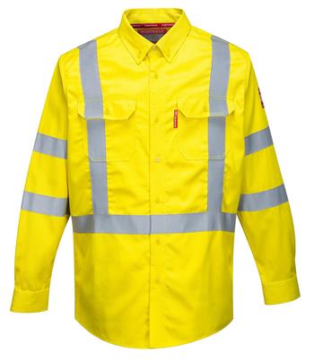 Portwest FR95 Bizflame 88/12 FR Arc Rated Hi-Vis Class 3 Button Shirt, 70E / 2112, ATPV 9 Cal
