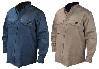 Radians FRS-001 VolCore Long Sleeve Button Down AR/FR Shirt, ATPV 8.9 Cal, NFPA 2112, 70E PPE CAT 2, Navy or Khaki
