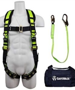 SafeWaze FS139 Fall Protection Kit with Tangle Free Grommet Leg Harness, 6' Lanyard with Rebar Hook in a Bag