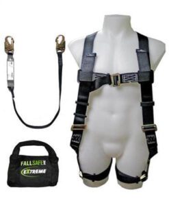SafeWaze FS145, Heavyweight Fall Protection Kit, Single D-Ring Harness w/ Pass Thru Leg (FS99280-HW), Single Leg Shock Lanyard (FS88660-HW) & Bag (FS8125)