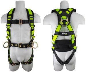 SafeWaze FS160 Pro No Tangle Construction Harness, Side D-Rings, Free Floating Waist Pad, Removable Grommet Belt, Grommet Legs, Rated 420 lbs