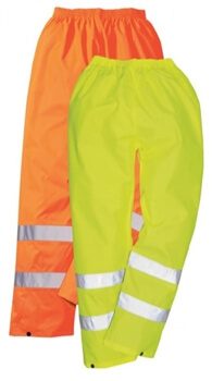 Portwest H441 Hi Vis Rain Pants, Waterproof & Stain Resistant, Class E, Hi Vis Yellow or Orange