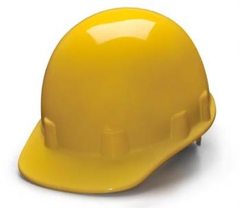 Pyramex HPS14130 Yellow Cap Style 4 Point Ratchet Sleek Shell Hard Hat, Qty: Box/12