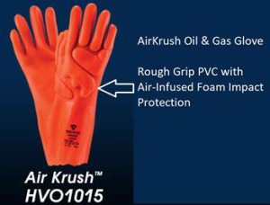 West Chester HVO1015 Air Krush Rough Grip PVC 14" Oil & Gas Gloves, Air Infused Foam Impact Protection, Chemical Resistant, Hi Vis Orange, 14",  Box/12 Pairs
