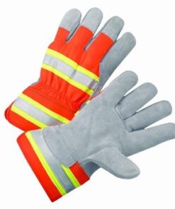 West Chester HVO500 Hi-Vis Premium Split Cowhide Leather Palm, Unlined, 2 1/2" Safety Cuff Gloves - Box/12 Pairs